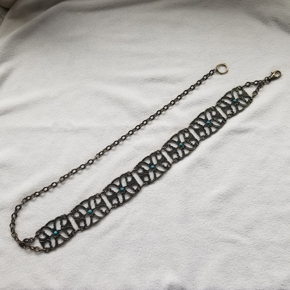 Bronze & Turquoise metal Accent belt